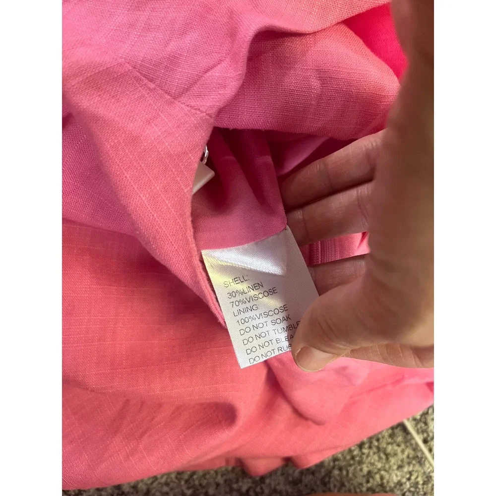 MVN THE LABEL Femme Pink Linen Blend Wide Leg Crop Overlay Jumpsuit US 4 NEW